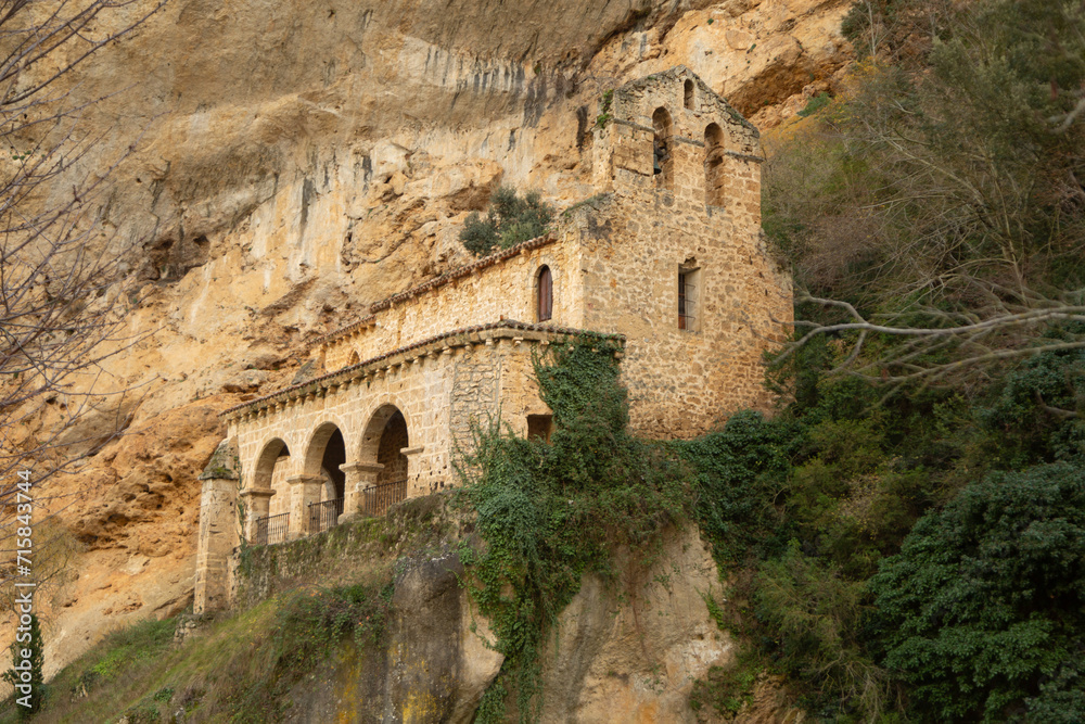 hermitage of Santa Maria de la Hoz in Tobera gorge, town of Frias in Castilla y Leon, Spain
