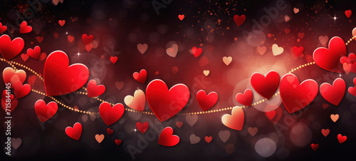 Romantic Hearts Garland in Glowing Bokeh