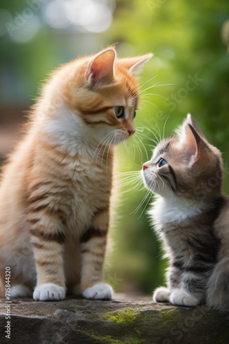 Captivating Glimpse into the World of Two Adorable Kittens Playing Together photo