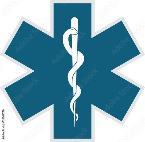 Star of Life Medical Logo, Ambulance logo, Pharmacy sign, Medical sign, Medical symbol, Star of Life Blue