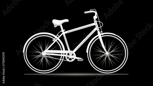Minimalist White Bicycle Silhouette on Black Background
