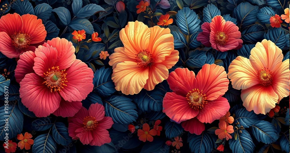 Very beautiful background with exotic flowers