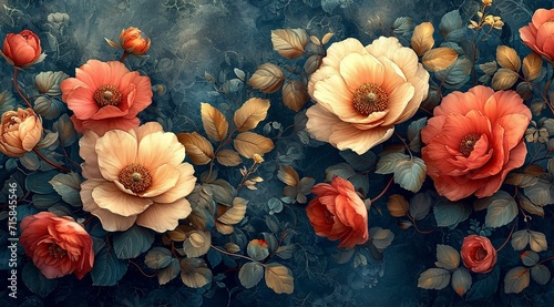 Very beautiful background with exotic flowers photo