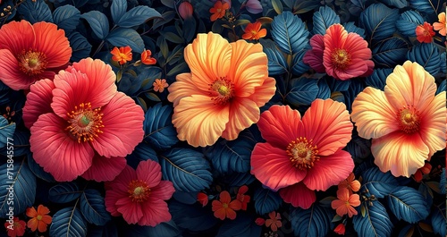 Very beautiful background with exotic flowers