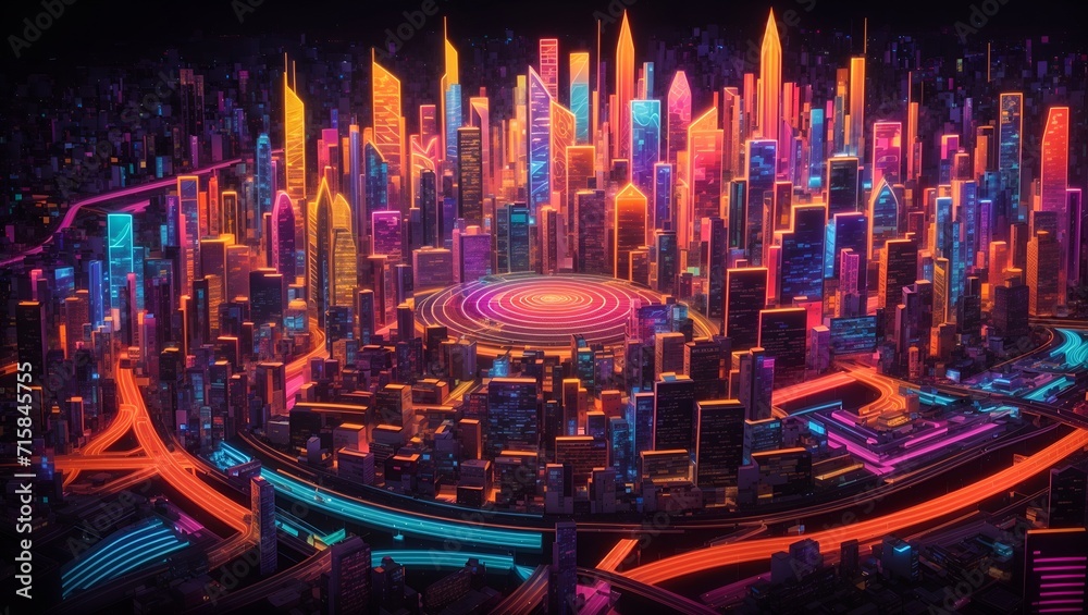 neon new city, abstract for design background.