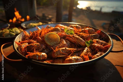 Acarajé stuffed with vatapá and shrimp, prepared in a beach tent in Porto Seguro., generative IA © Gabriel