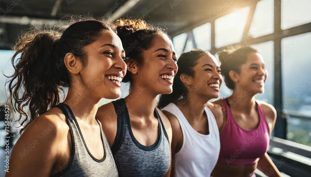 group of women laughing after a gym workout, joy and accomplishment