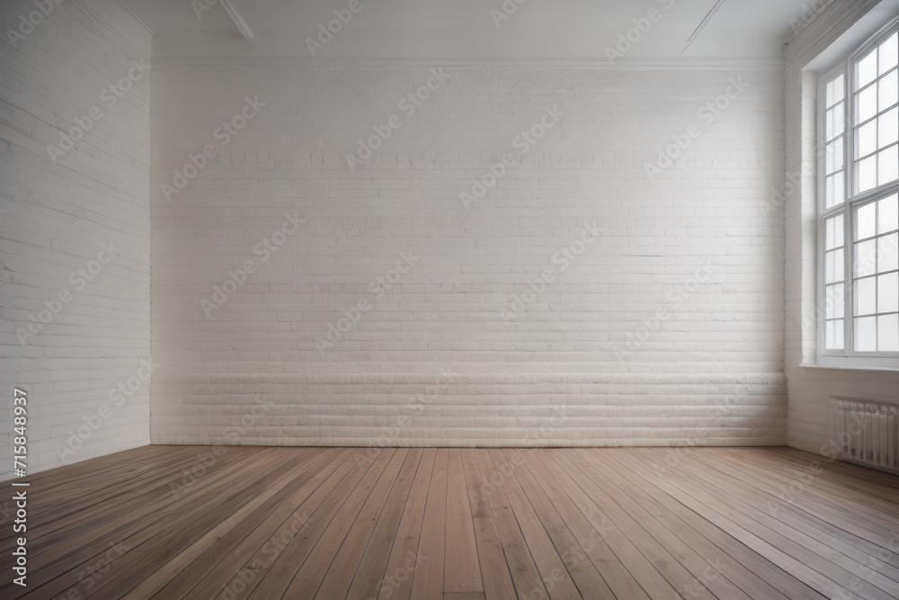 Brick wall, wooden floor background Brick wall, wooden floor background