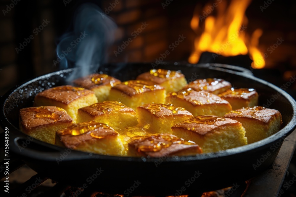 Corn bread being baked in a wood oven on a farm in the interior of Minas Gerais., generative IA