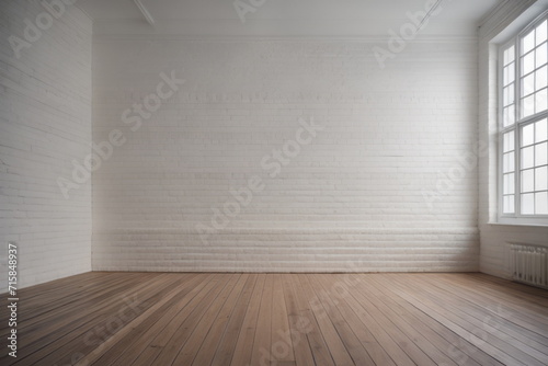 Brick wall, wooden floor background