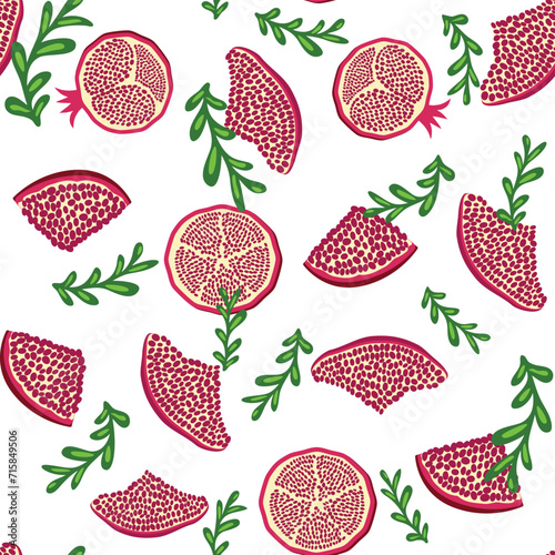 Pomegranate pattern, Happy and sweet New Year Shana Tova with pomegranates and seeds