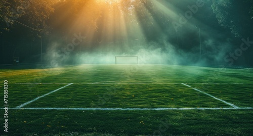 a soccer field on a dark background © olegganko