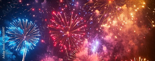 fireworks in the sky with many colored and bright lights