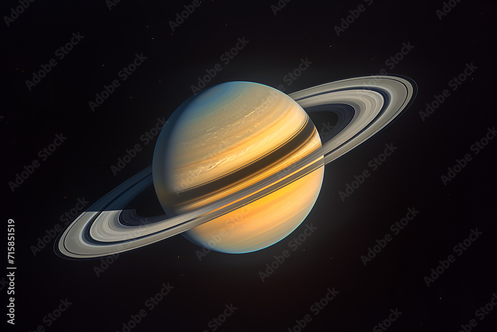 Saturn-like planet on the dark sky Saturn-like planet on the dark sky