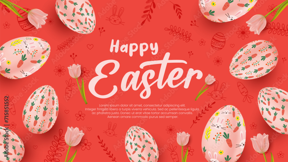 Foto Happy easter day celebration vector illustration background