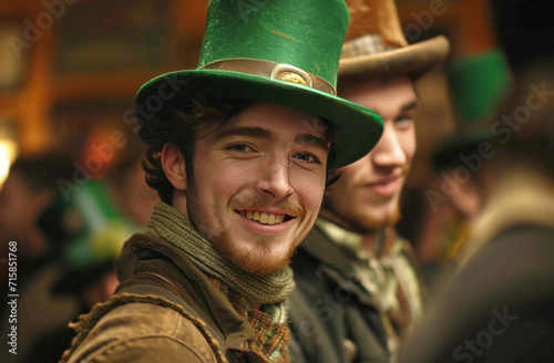 men in green and brown hats at an st patrick's day party