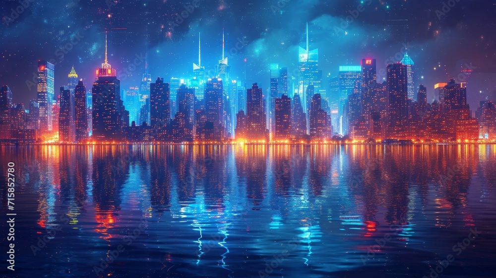 City of Lights: Glowing Metropolis in the Night