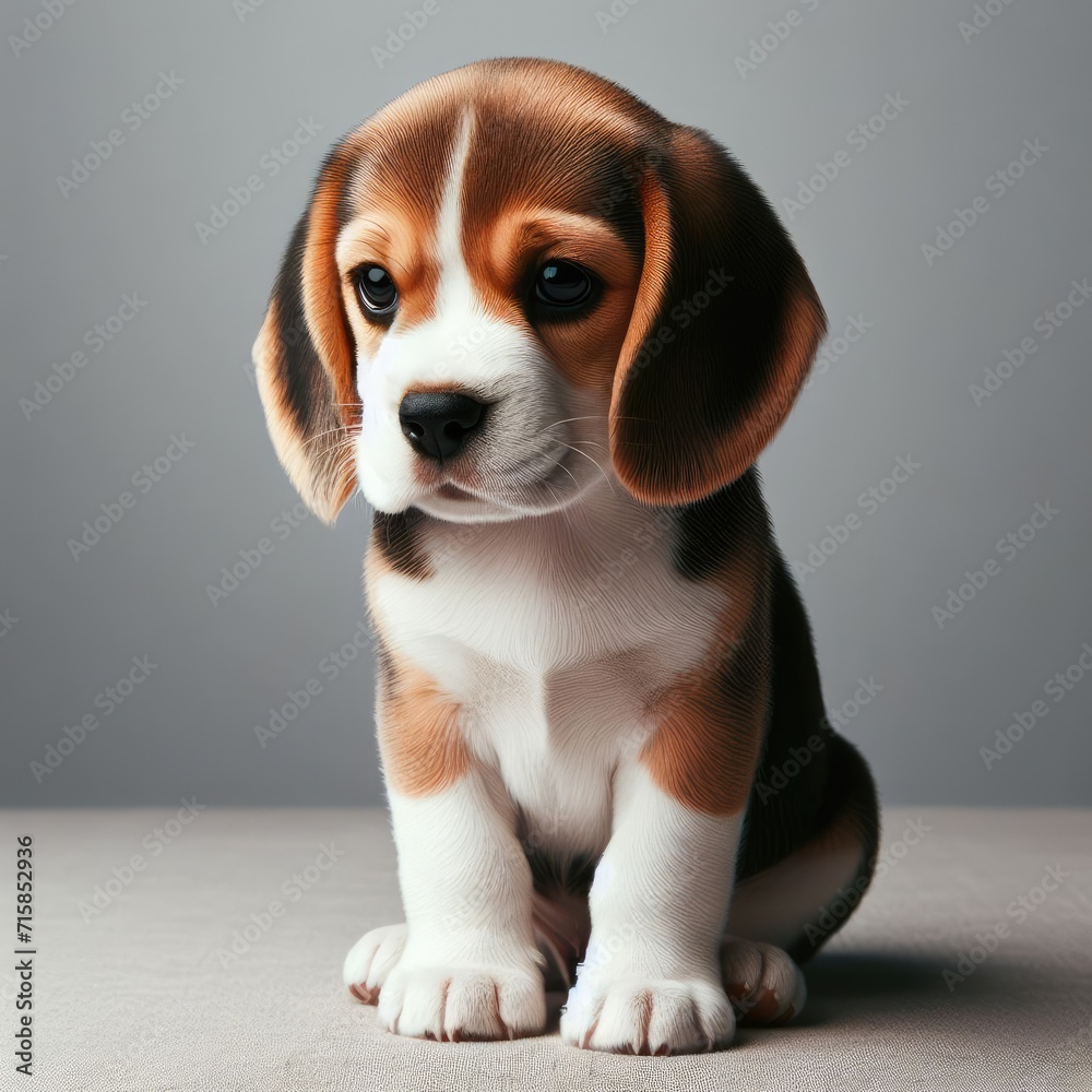 beagle puppy sitting on floor