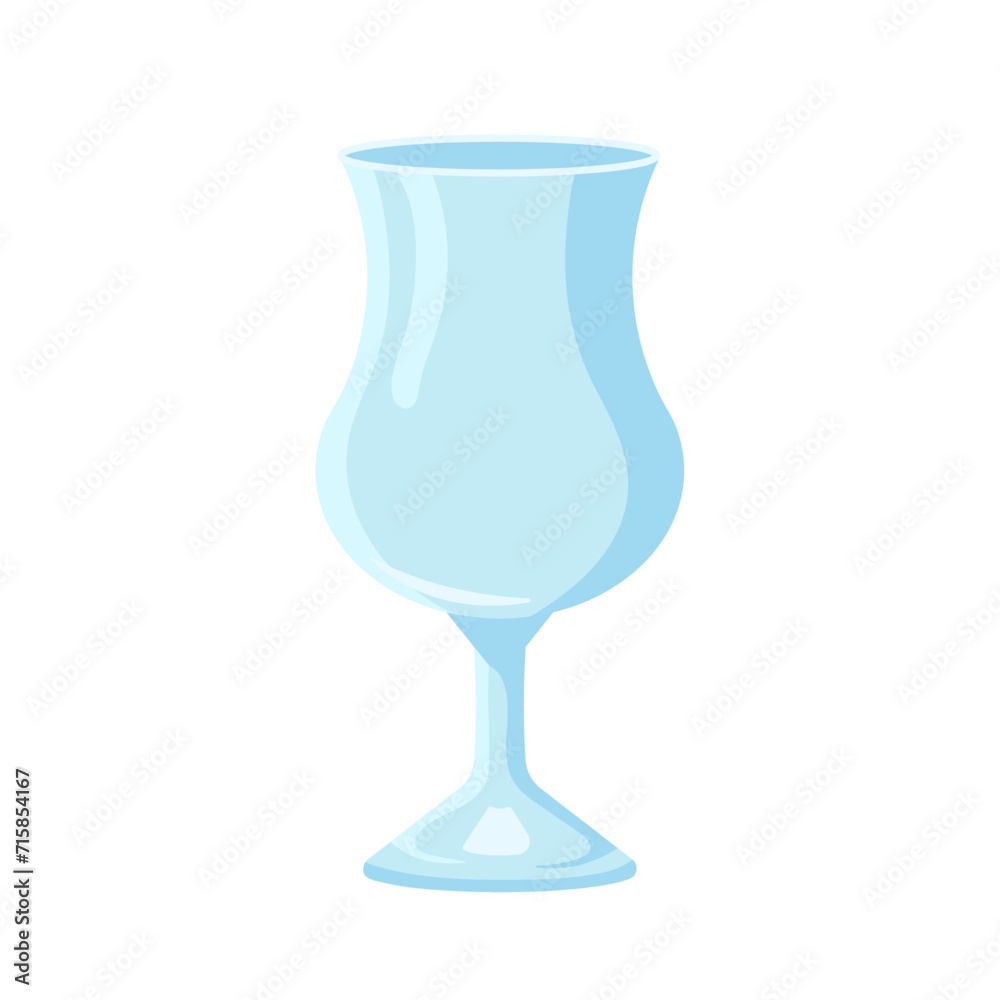 Glass for alcohol and non alcohol drinks in flat style on white background for icons, webs, apps