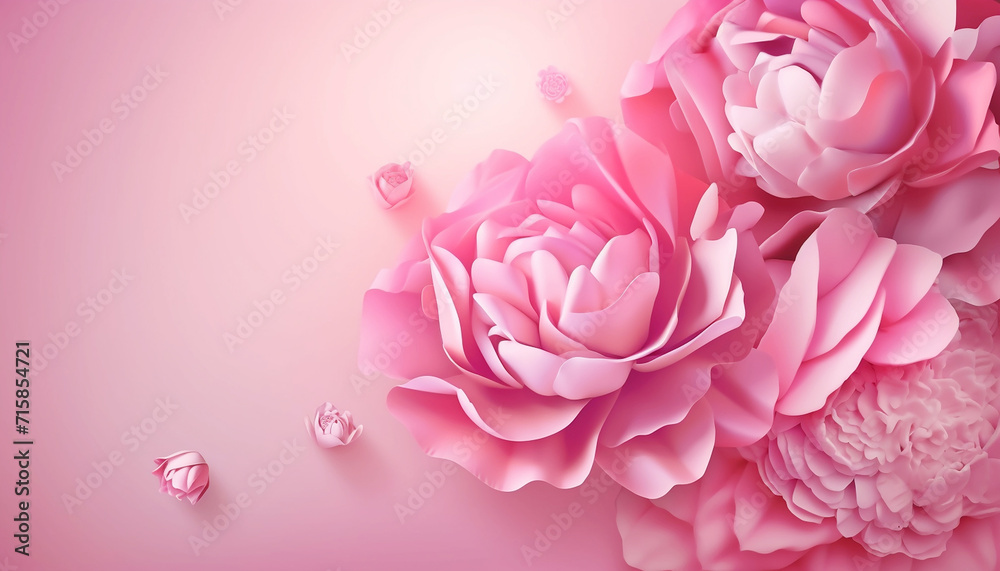 Obraz premium Pink Romance love flower with frame for Valentine, wedding card, mother day background.