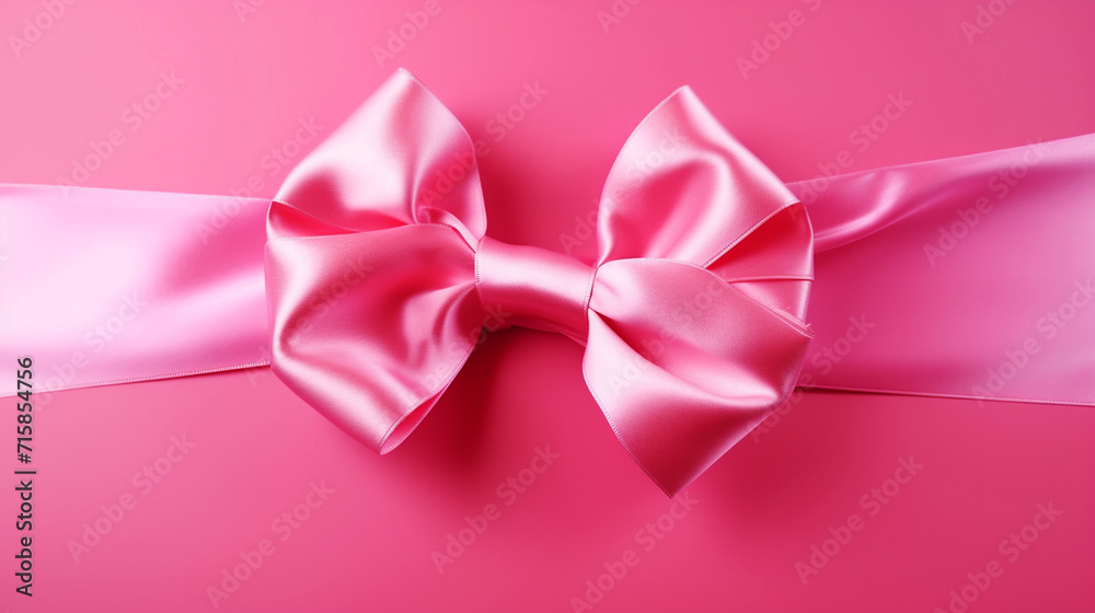 Pink bow on a pink background. 