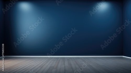 Clean and simple blue wall empty room background or backdrop for online presentations and virtual meetings 