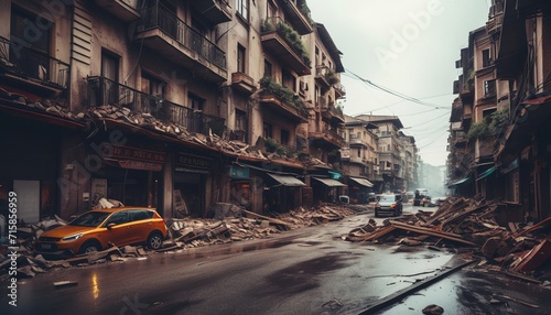 The city after the earthquake, cataclysms, earthquake consequences, destroyed city