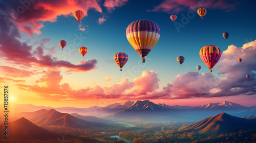At a joyous celebration, multicolored hot air balloons floated up into a bright atmosphere.