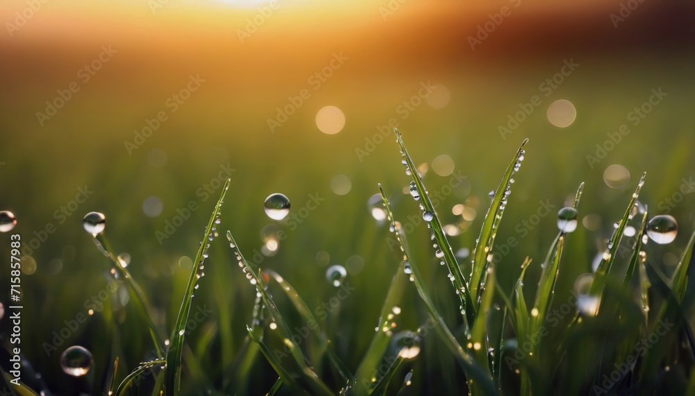 morning dew on the grass, sunrise, dew drops on the grass macro photography