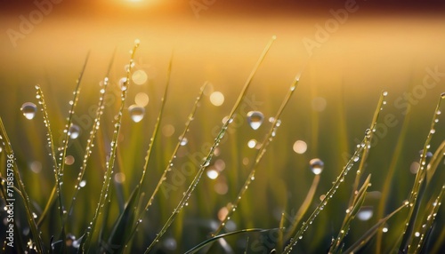 morning dew on the grass, sunrise, dew drops on the grass macro photography