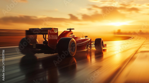 Formula 1 bolid on racing track, F1 grand prix race