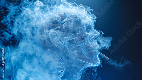 Holographic Anatomy Illustration of Smoker with Blue Smoke Effects photo
