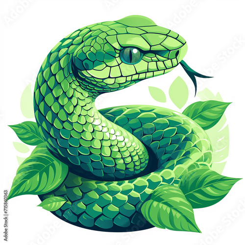 logo illustration of green snake in the white background
