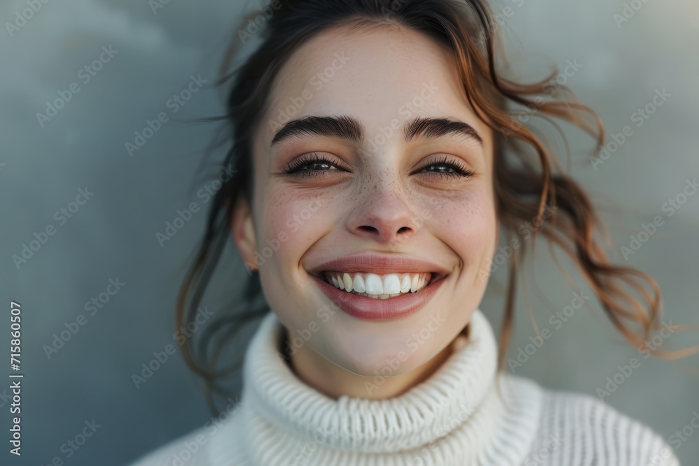 Young woman in white tee, joyfully confident portrait of young happy woman looks in camera, Ai generated. Young woman in white tee, joyfully confident portrait of young happy woman looks in camera, Ai generated.