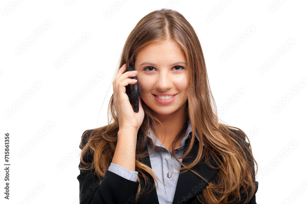 Professional woman talking on smartphone Professional woman talking on smartphone