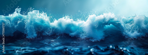 Blue and white abstract ocean wave texture banner with copy space.  Graphic Resource as background for ocean wave abstract. Beach web, mobile banner,  Vita illustration.  © Vita