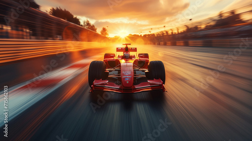 Formula 1 bolid on racing track, F1 grand prix race photo