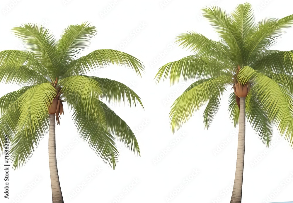Palm trees on transparent background 3d renderi Palm trees on transparent background 3d renderi