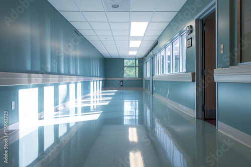 Empty hospital hallway