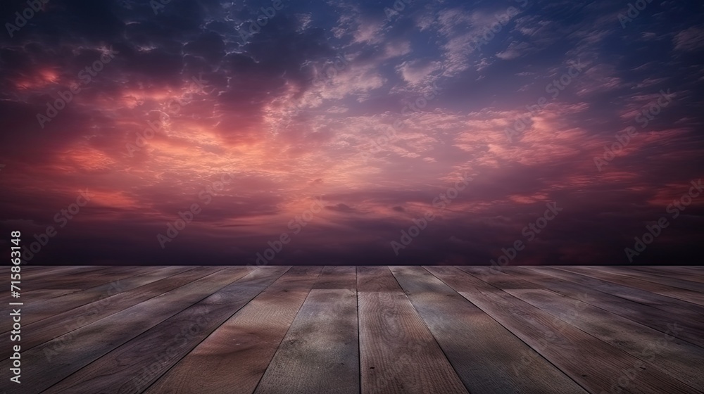 Dark floor background with clouds, lovely sunset and night sky in the distance. Dark floor background with clouds, lovely sunset and night sky in the distance.