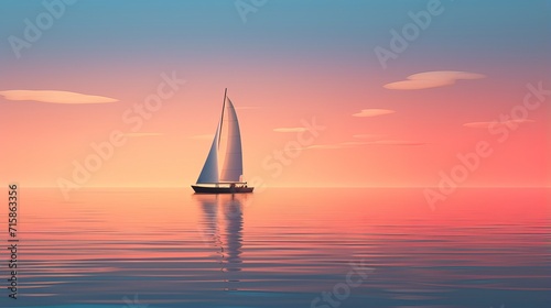Serene Sailboat Scene on Calm Waters During Enchanting Sunset