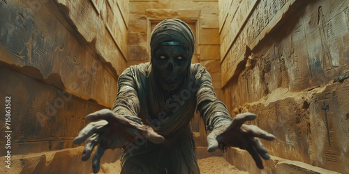 Egyptian mummy in ancient egypt pyramid