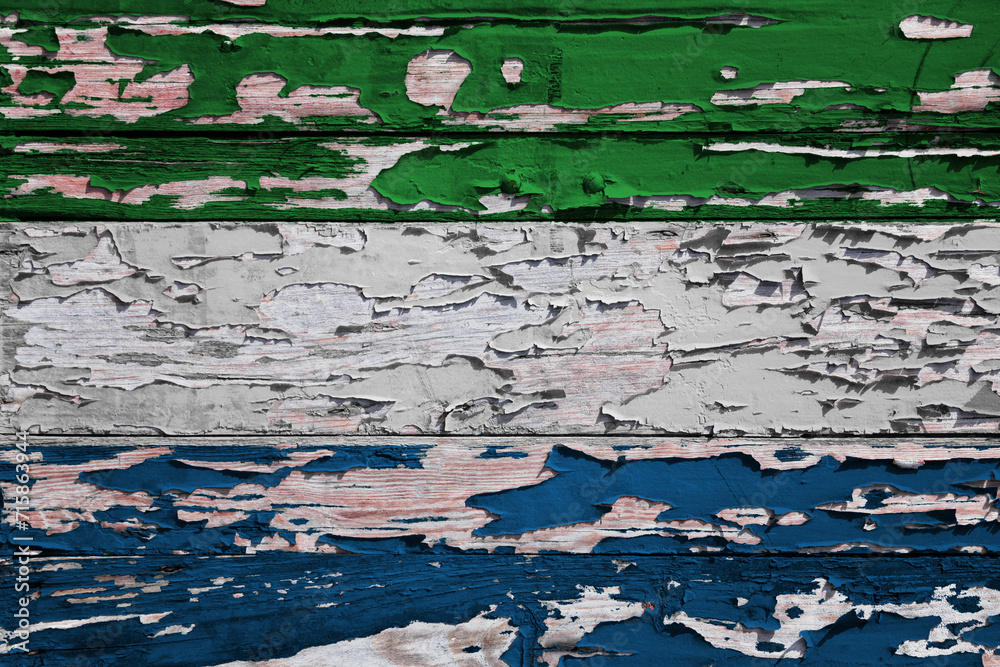 Flag of Sierra Leone painted on a wooden board Flag of Sierra Leone painted on a wooden board