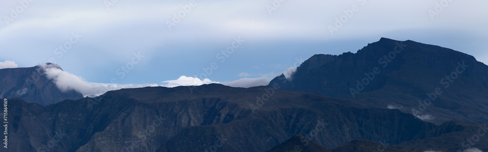 The mountain ranges of Piton des Neiges in Reunion Island
