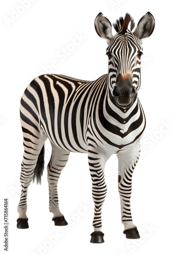 close up portrait of zebra animal on transparent background  generative ai