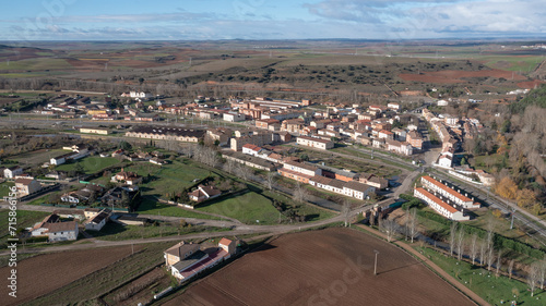 Panoramic aerial view of Alar del Rey, Palencia, Spain