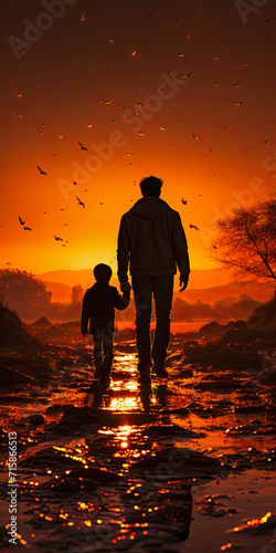 father's love for son at sunset