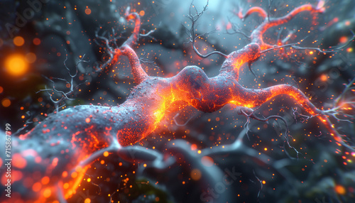 Rare disease is shown in the form of an organism on the blur background, in the style of light orange and dark grey, photorealistic detailing.  photo