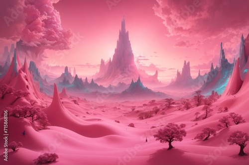 Abstract landscape in pink