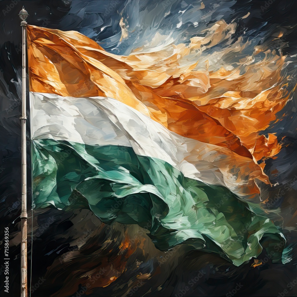Obraz premium A beautiful painting of the indian flag background ,illustration, Indian Republic Day, Indian Independence day